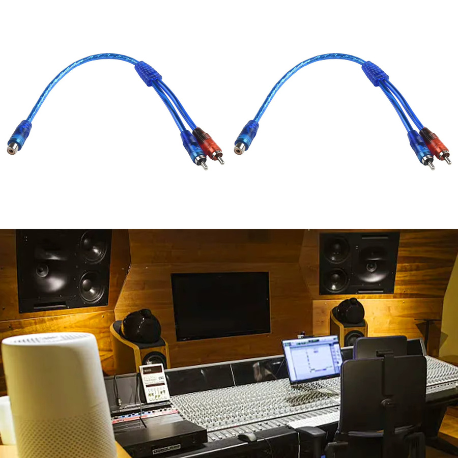 2er-Set RCA Y-Splitter Adapterkabel Blau, 1 Buchse auf 2 Stecker für Computer und Audio-Geräte - Bild 3