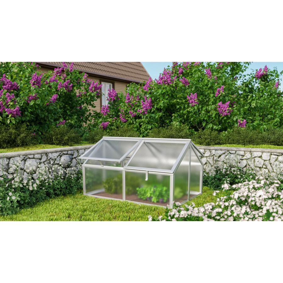 Vitavia Hochbeet Gamma aus Aluminium mit Hohlkammerplatten, Farbe Silber, B: 89 cm, T: 124 cm, H: 71 cm - Bild 2