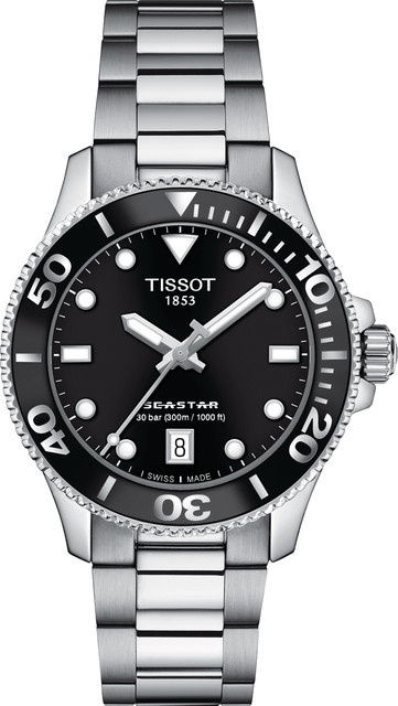 Tissot Damenuhr Seastar 1000, Quarz, Edelstahl, 36 mm, Schwarz, 30 ATM - Bild 1