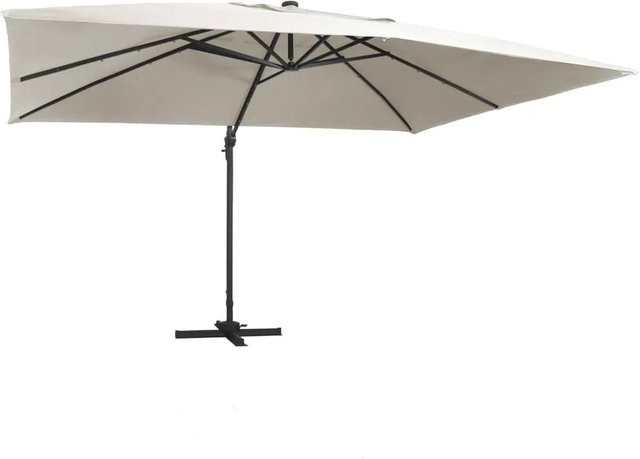 vidaXL Ampelschirm mit LED-Beleuchtung aus Aluminium und Polyester in Sandfarben, B/T/H: 400 x 300 x 268 cm - Bild 1