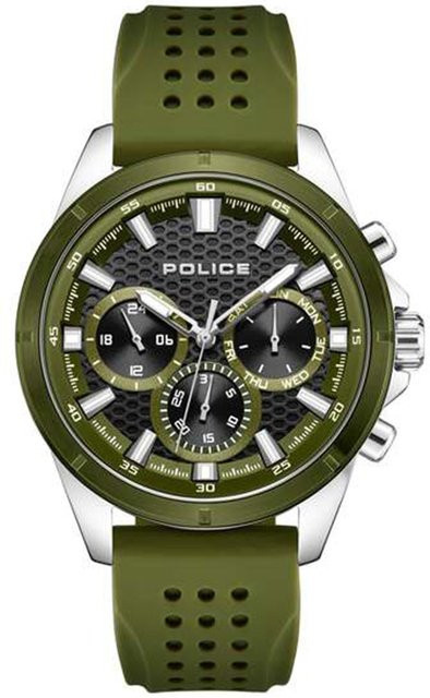 Police Herrenuhr Motion, Quarz, Edelstahl, 45 mm, Silikon, Grün, 5 ATM - Bild 1