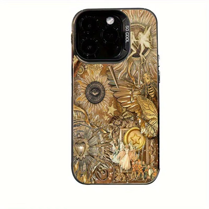 Galvanisierte TPU-Handyhülle mit goldenem Vintage-Muster für Apple iPhone Modelle in Gold und Schwarz - Bild 3