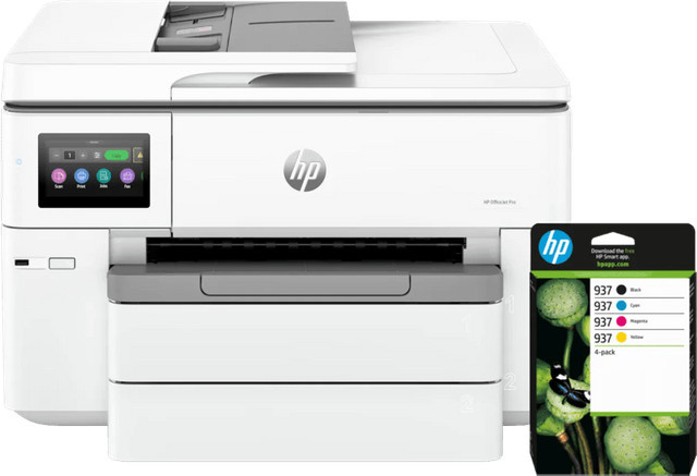 HP OfficeJet Pro 9730e Inkjet-Multifunktionsdrucker in Weiß inklusive einem Satz Reservepatronen mit Wi-Fi, Drucken, Scannen und Kopieren - Bild 1