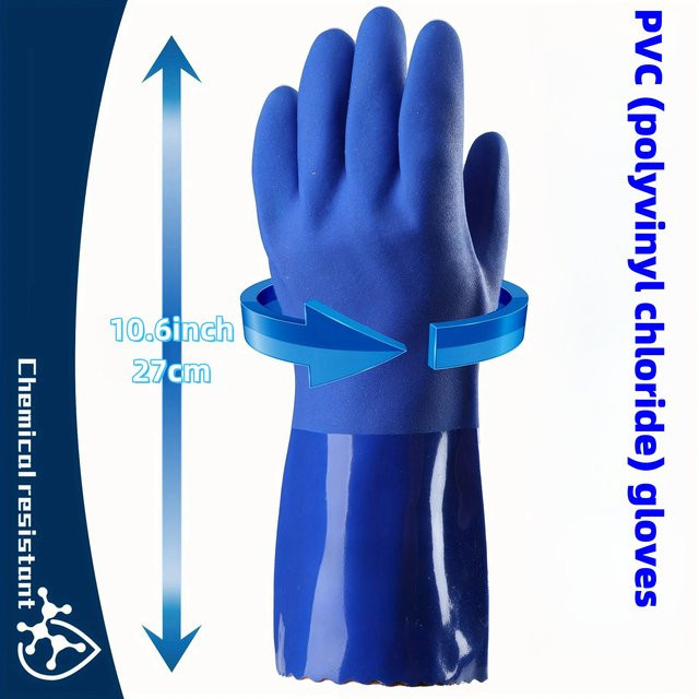 Blaue Nitril-Arbeitshandschuhe aus Kunststoff, wasserdicht, öl- und chemikalienbeständig sowie rutschfest - Bild 1