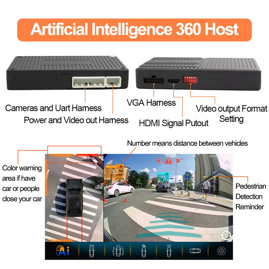 Carsanbo 360-Grad Panorama-Autokamera mit 4 Kameras, 10,25 Zoll Monitor und DVR-Aufzeichnungsfunktion, Schwarz - Bild 3