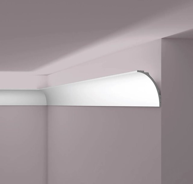 NMC Wallstyl Eckleiste Zierleiste Stuckleiste für indirekte Beleuchtung Grau B: 200 cm, H: 9 cm, T: 12,1 cm - Bild 1