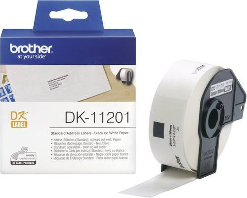 Brother DK-11201 Adressetiketten aus Papier, Weiß, Breite: 2,9 cm, Höhe: 9,0 cm, 400 Stück - Bild 1