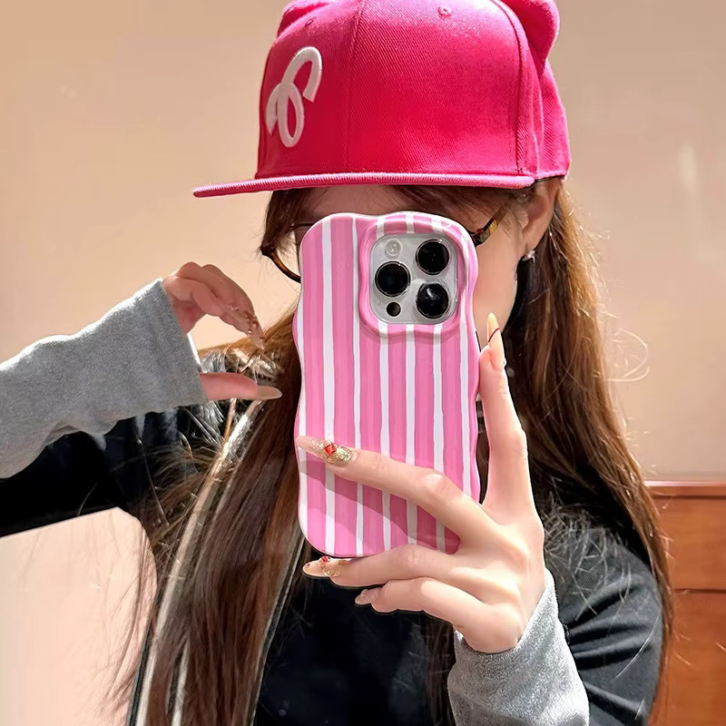 NUCWIN Glänzende Zweifarbige Streifen-Hülle für iPhone 12 13 14 15 16 17 Pro Max Air in Pink Multicolour Ultra Dünne Stoßfeste Schutzhülle - Bild 2
