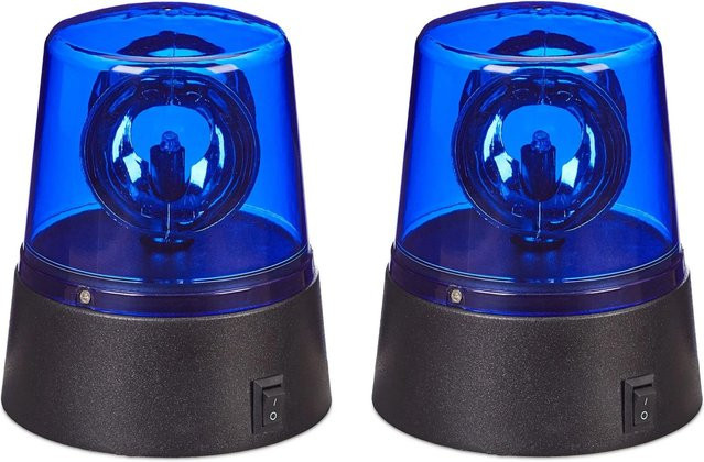 Relaxdays Blaulicht LED 2er Set in Blau und Schwarz, batteriebetrieben - Bild 1