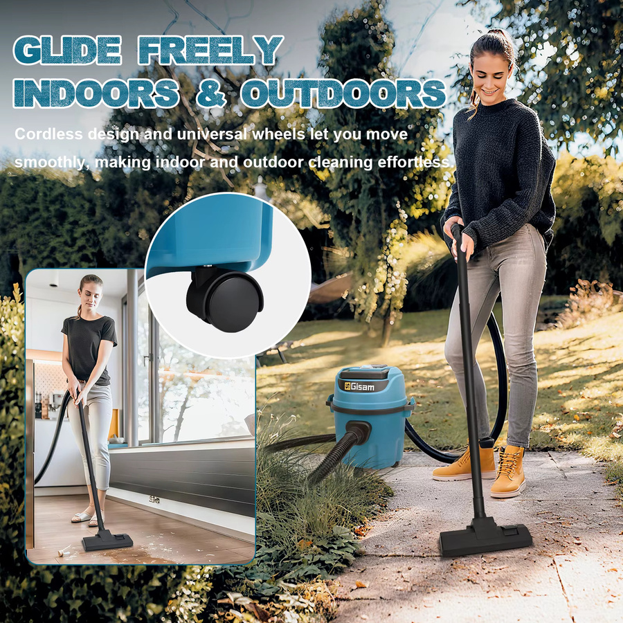 Gisam Elektrischer Nass- und Trockensauger 10L in Blau für Makita 18V Akku mit 30Kpa Saugkraft - Bild 4