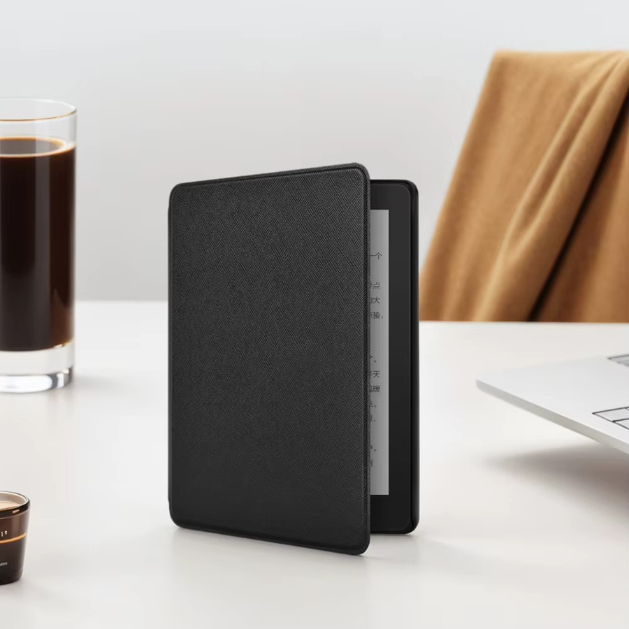 LAIMANEI Smart Cover Schutzhülle aus PU-Leder für Kindle Paperwhite 12. Generation 2024 (7 Zoll) mit Auto-Sleep/Wake-Funktion in Pink und Black - Bild 1