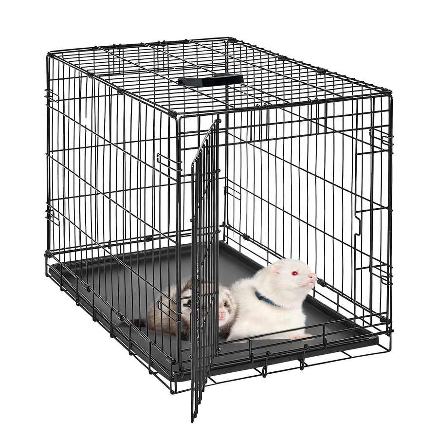 HiMISS Zusammenklappbarer Metallkäfig für Kleintiere in Schwarz mit Doppeltür und ausziehbarer Schublade für Ratten und Kaninchen - Bild 7