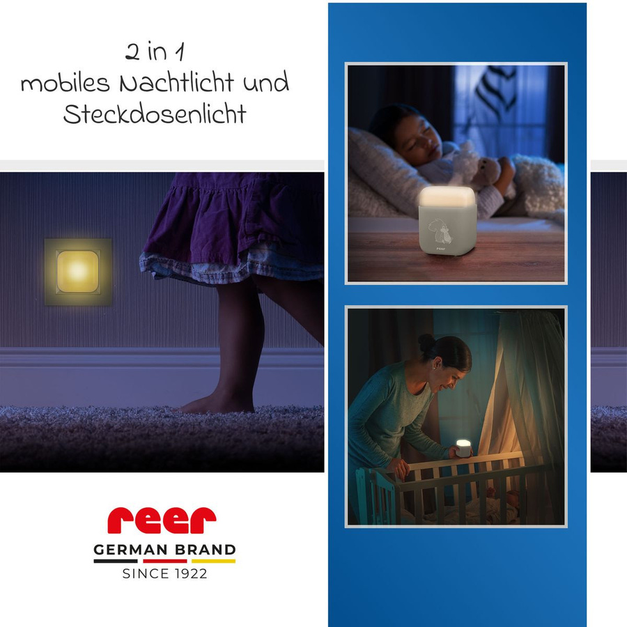 Reer 2in1 Steckdosen-Nachtlicht SleepLight mit LED-Technologie und Dämmerungssensor in Beige - Bild 2
