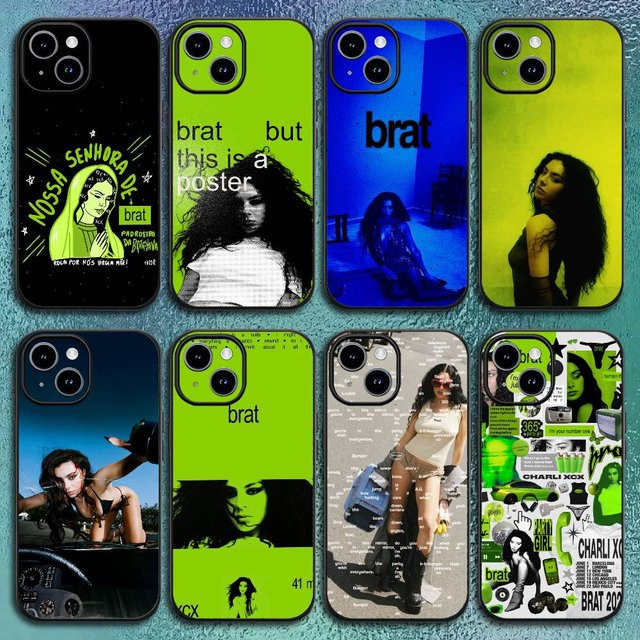 Schwarze Softshell Handyhülle im C-Charli XCX BRAT Design für Apple iPhone 12 bis 17 Pro Max Plus - Bild 1