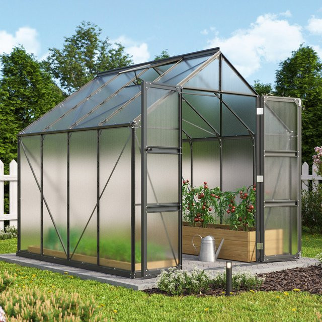 Vitavia Gewächshaus Domus 6700 in Schwarz mit 6,7 m² Fläche und 6 mm Polycarbonat-Platten - Bild 1