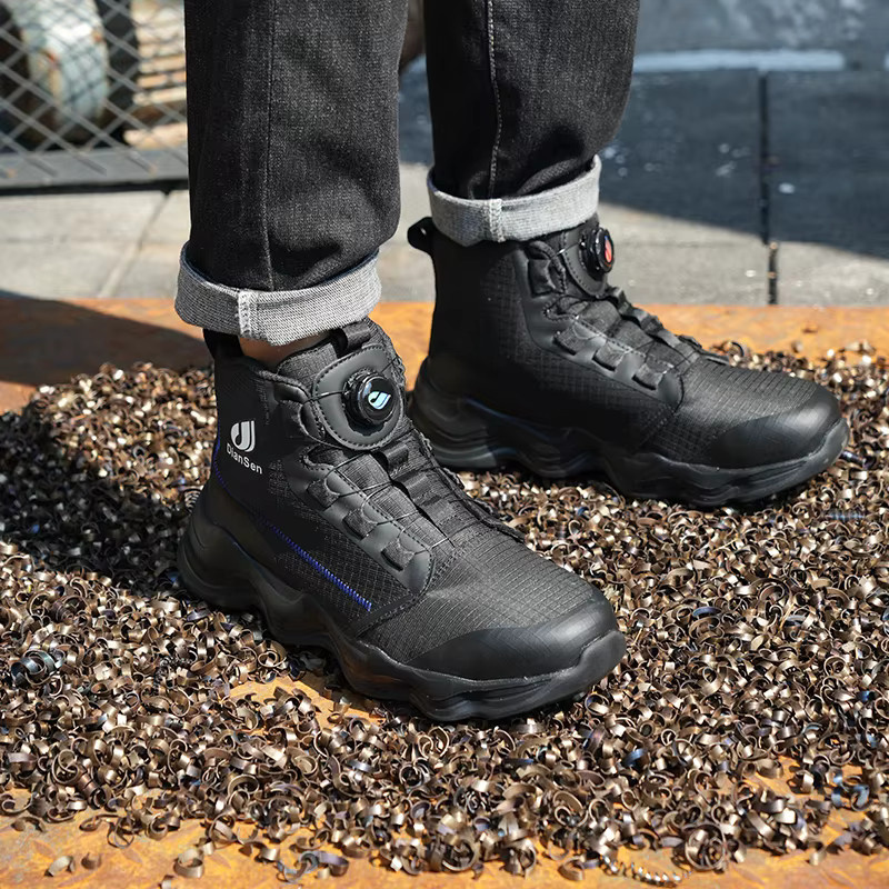 Kankeirr Herren Sicherheitsschuhe High Top Arbeitsschuhe mit Stahlkappe in Schwarz - Bild 5