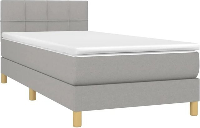 vidaXL Boxspringbett Hybrid mit Matratze und LED-Unterbettbeleuchtung in Hellgrau, B/T/H: 100 x 200 x 100 cm - Bild 1