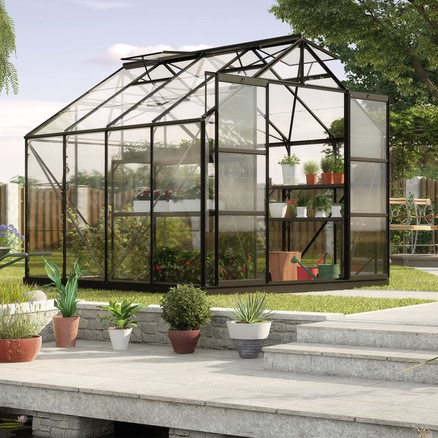 Vitavia Gewächshaus Uranus 6700 in Schwarz mit ESG-Sicherheitsglas und Doppelschiebetür, B: 257 cm, T: 258 cm, H: 248 cm - Bild 3