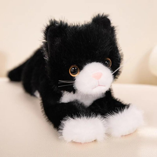 BC Pet Supplies Kawaii Plüsch Katze, Plüschtiere, schwarz weiß, 40cm - Bild 1