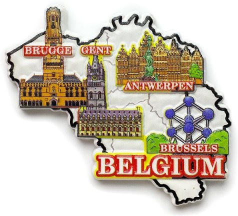 LUYMFSY Magnetischer Kühlschrankmagnet in Form der Belgien Karte, Mehrfarbig - Bild 1