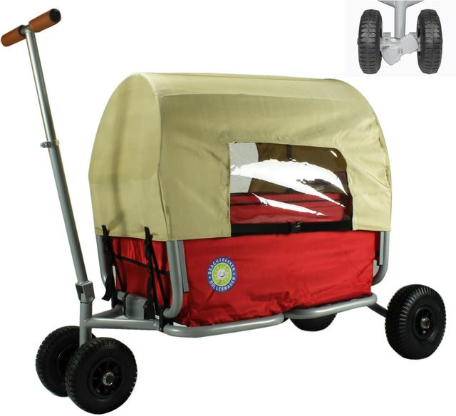 Beachtrekker Faltbarer Bollerwagen LiFe mit Feststellbremse und Verdeck in Rot - Bild 1