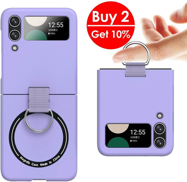 Kratzfeste MagSafe Ringhülle für Samsung Galaxy Z Flip 6 5 4 5G in Purple mit rutschfestem Halter und kabelloser Ladefunktion - Bild 1