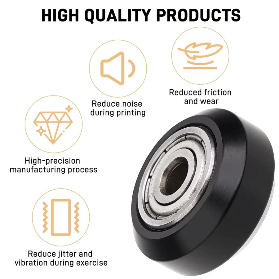 Elegoo 6er Set Druckerräder für Neptune 4 und 4Pro, schwarze Kunststoff-Riemenscheiben mit Lagern für FDM 3D-Drucker Ersatzteile - Bild 3