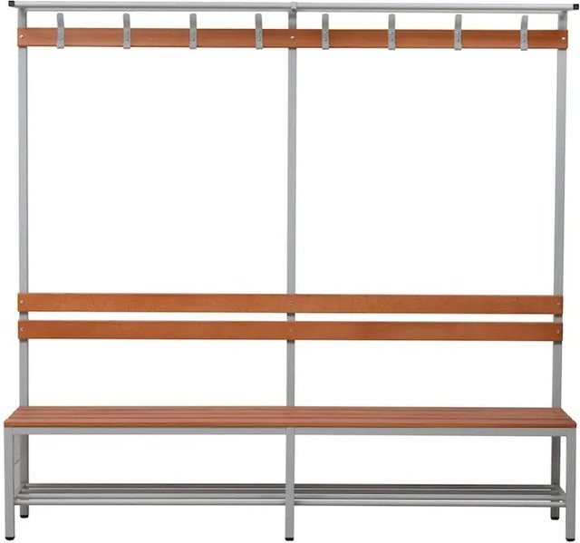 PROREGAL Sitzbank Seal Hallentree mit Rückenlehne, Hakenleiste und Schuhrost in Braun, H x B x T: 40 x 200 x 40 cm - Bild 1