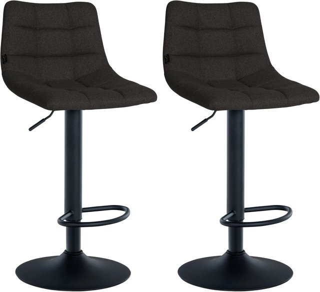 DELUKE Barhocker Dubai 2er Set Schwarz Stoff mit Lehne und 360 Grad Drehsitz - Bild 1