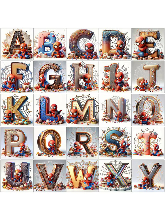 KAYOU Marvel Spider Man Diamond Painting Set mit runden Mosaiksteinen und Alphabet-Stickerei in Multicolour zur Wanddekoration - Bild 3