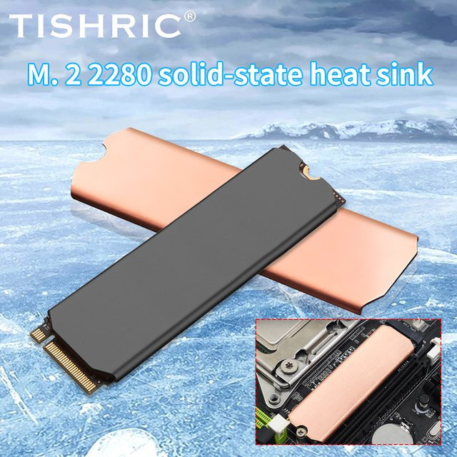 TISHRIC M2 SSD 2280 Kühler passiver NVMe/M.2 Solid-State-Kühlkörper mit Wärmeleitpad in Rot - Bild 1