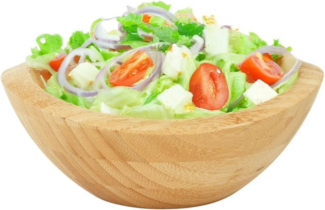 Relaxdays Salatschüssel aus Bambus in Natur/Braun, B/T/H: 25 x 23 x 10 cm - Bild 1