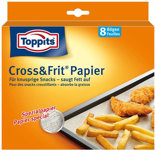 Toppits Cross & Frit Papier zum Aufsaugen von Fett, 8 Einzelbögen, Weiß, B: 37 cm, T: 30 cm - Bild 1