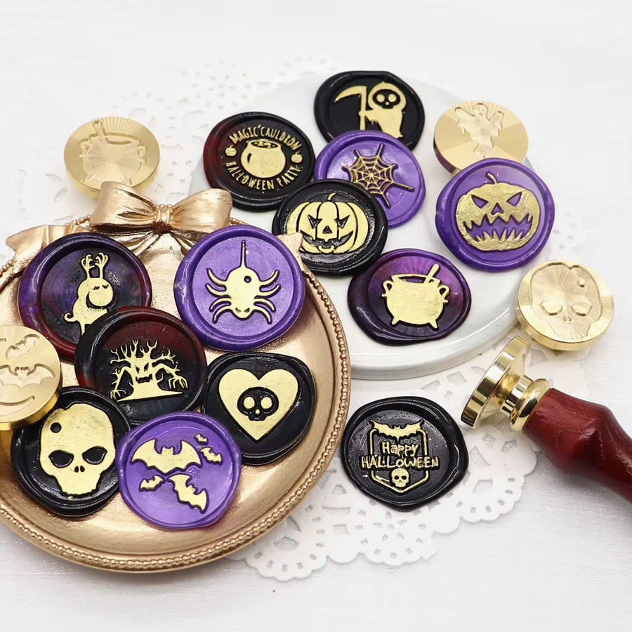 EASTSHANER Halloween Wachssiegelstempel Kopf Retro Vintage Siegelstempel 25 mm Multicolor - Bild 3