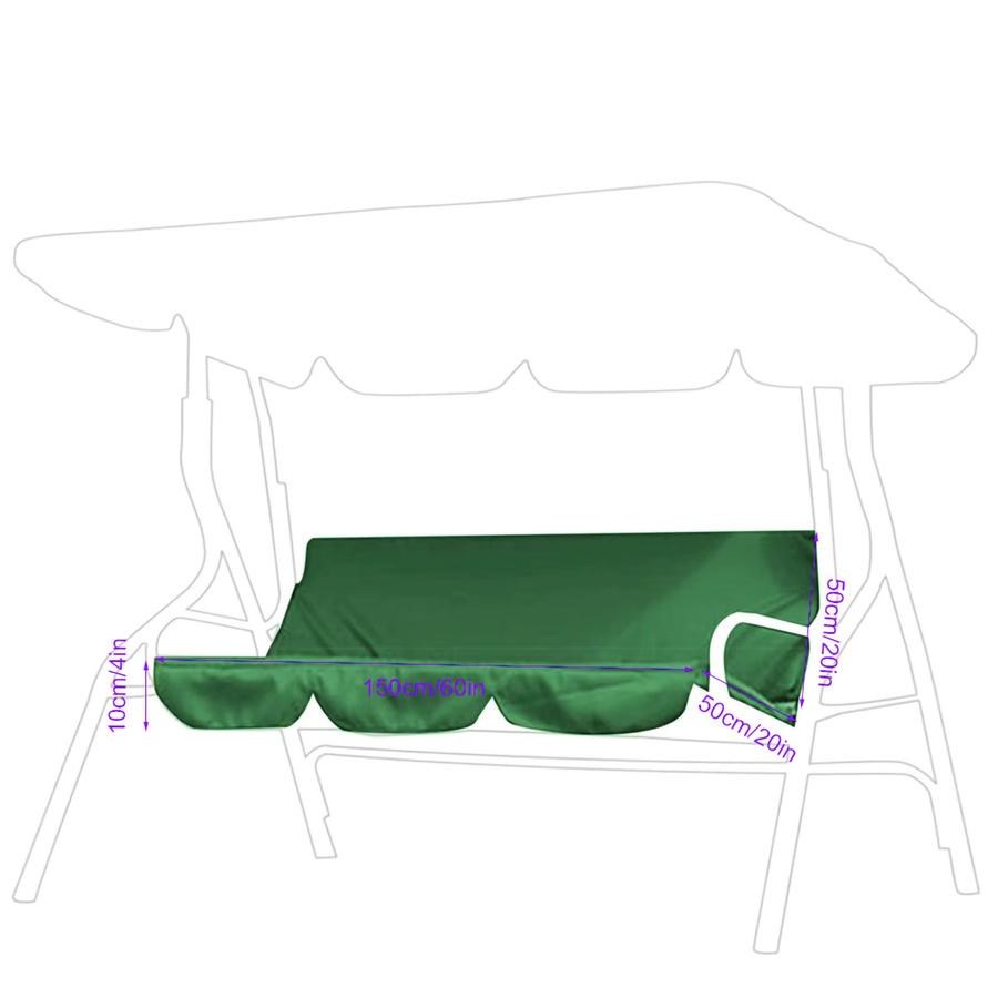 TOPINCN 3-Sitzer-Schaukelkissenbezug für den Außenbereich, Farbe: Grün, B/T/H: 150 x 50 x 10 cm - Bild 4