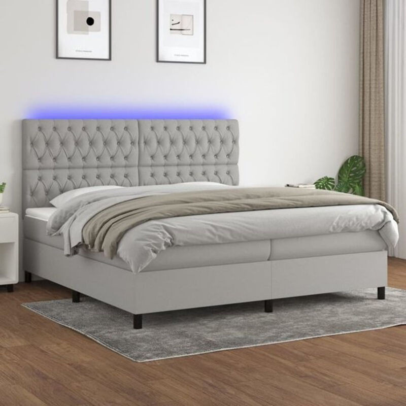 Vidaxl Boxspringbett mit Matratze in Grau aus Stoff - Bild 1