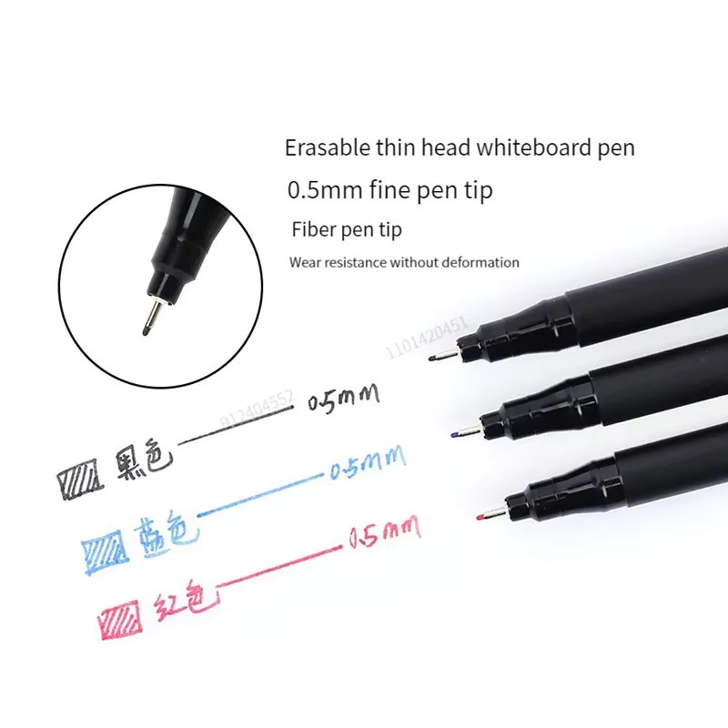 8 Stück Whiteboard-Marker mit feiner Spitze und 0,5 mm Strichstärke in Schwarz, Blau und Rot für Schule und Büro - Bild 2