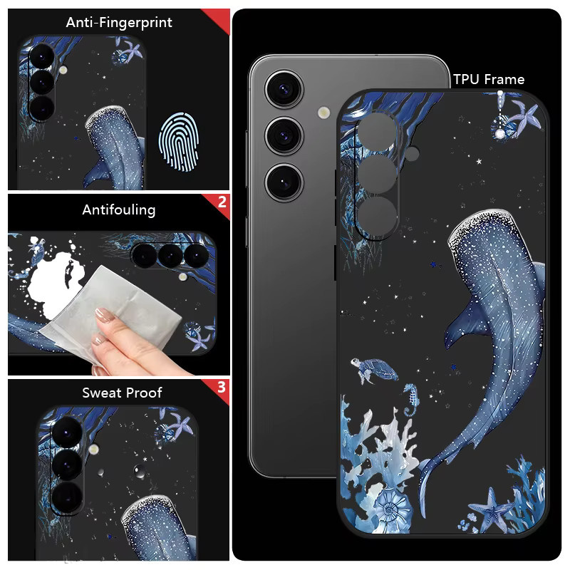 Handyhülle mit Ozean-Hai-Wal-Design für Samsung Galaxy S26 S25 S24 S23 S22 Ultra FE A57 A37 A56 A17 A16 A36 A55 A54 A15 5G in Blau und Lila - Bild 3