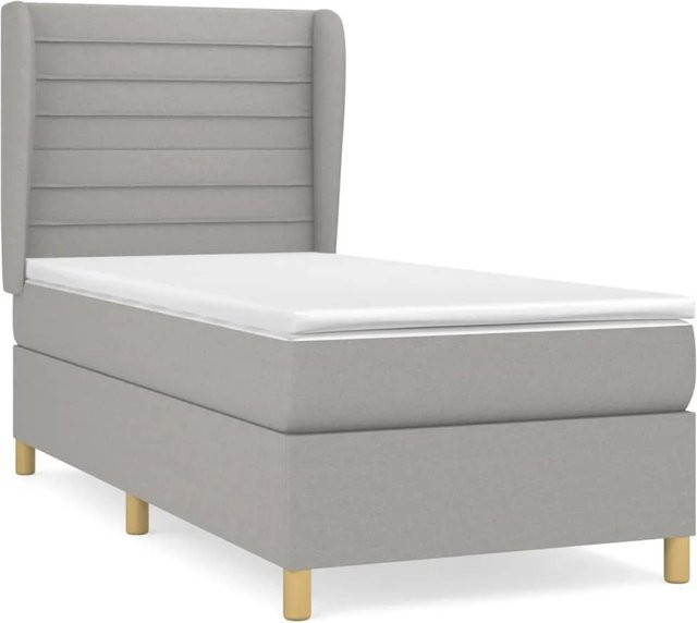 vidaXL Boxspringbett mit Matratze Hybrid-Design in Hellgrau, B/T: 100 x 200 cm - Bild 1