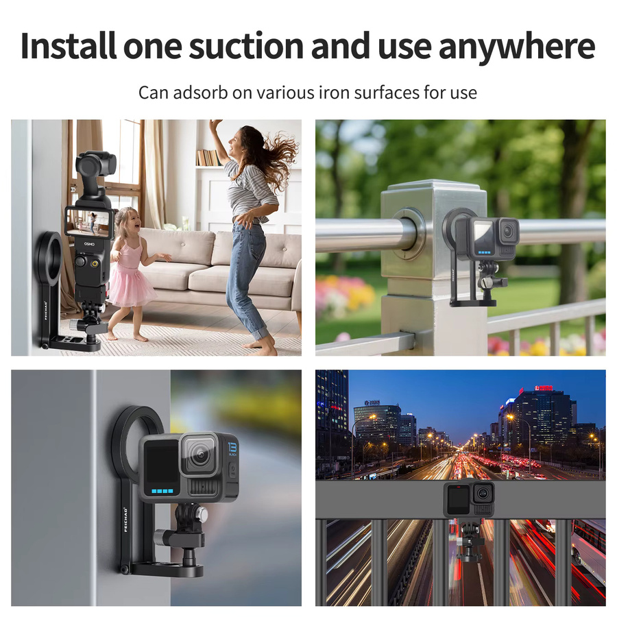 XT-XINTE Faltbarer Selfie Stick und Stativ mit magnetischer Telefonhalterung für iPhone, GoPro, Insta360 und DJI OSMO Pocket 3 in Schwarz - Bild 6