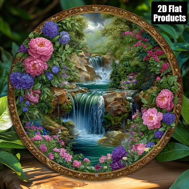 HELLOYOUNG Rundes Metallschild mit floralem Design in Weiß und Multicolour, Durchmesser: 20,32 cm - Bild 1