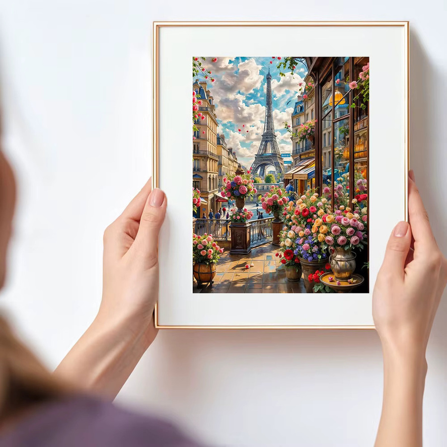 Huacan 5D DIY Diamantmalerei Set Eiffelturm und Blumenlandschaft in Multicolour, Breite: 30,0 cm, Höhe: 20,0 cm - Bild 3