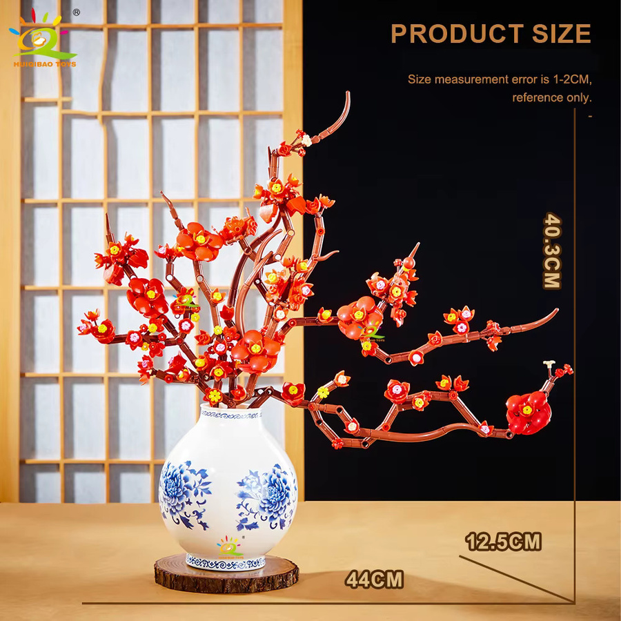 HUIQIBAO Plum Blossom Holly MOC Blume Modell Bausteine, Set - Bild 3