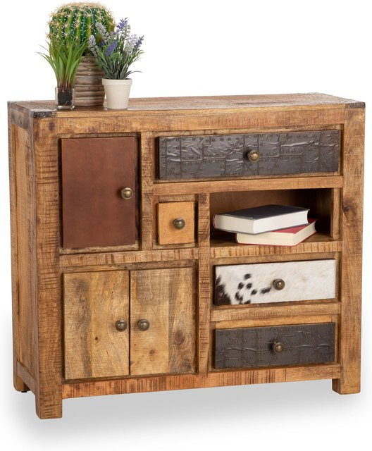 Kommode vito Curl aus Mango-Holz in Orange und Braun, B/T/H: 80 x 35 x 90 cm - Bild 1