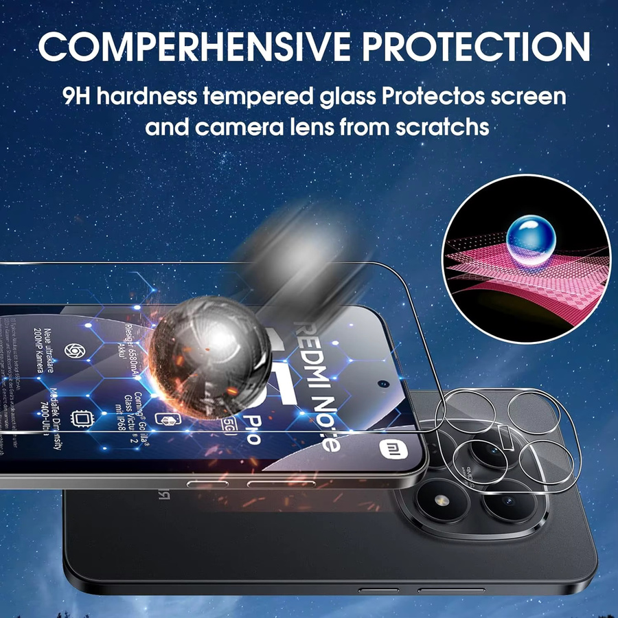 2,5D 9H Gehärteter Glas Displayschutz und Kameralinsen-Schutzfolie für Xiaomi Redmi Note 15 Pro 5G, Transparent - Bild 3