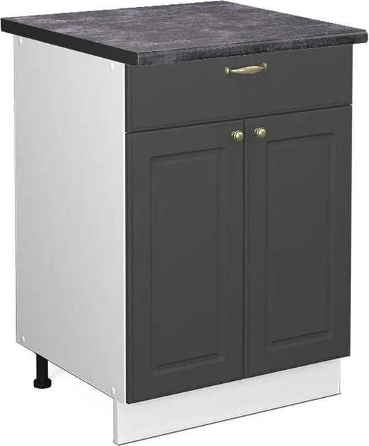 Vicco Küchenunterschrank Fame-Line in Anthrazit-Gold/Weiß mit Schubladen und Soft-Close-Türen, B: 60 cm, H: 82 cm, T: 60 cm - Bild 1
