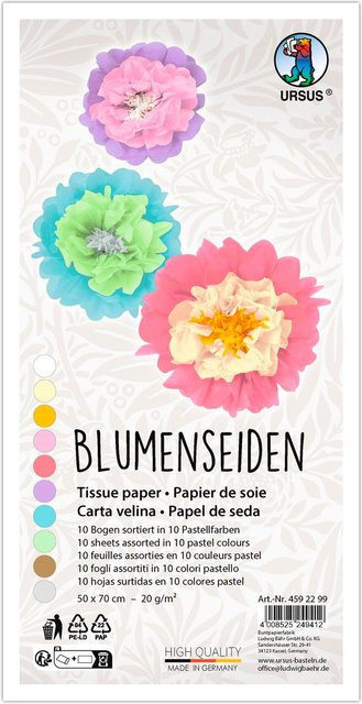 URSUS Blumenseiden-Sortiment aus Seidenpapier in Pastellfarben, B/H: 50 x 70 cm - Bild 1