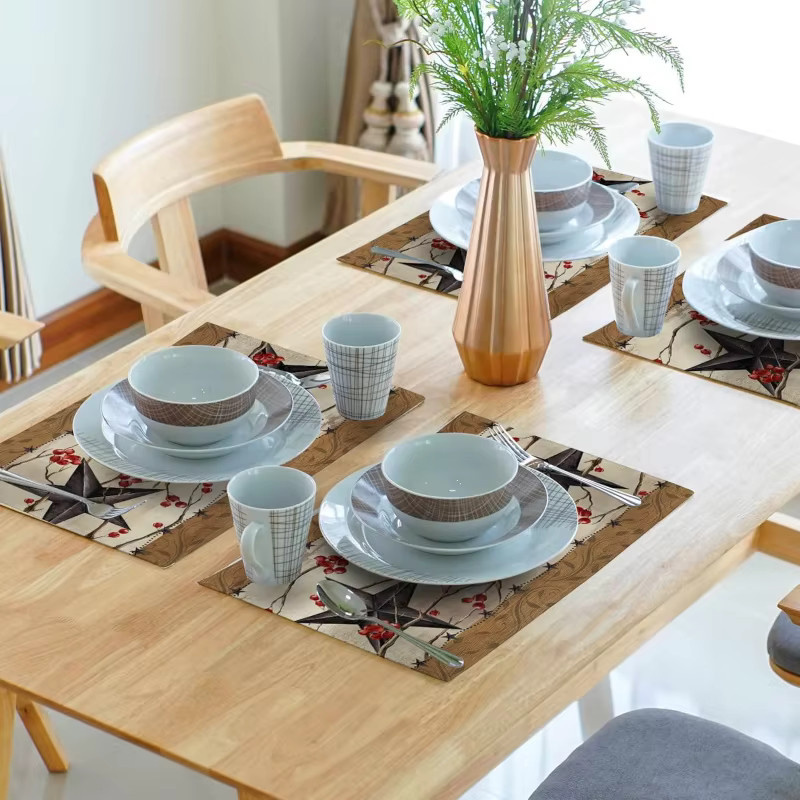 VIKAMA 4-teiliges Tischset im Western-Stil aus Leinen mit Sternen in Multicolour - Bild 6