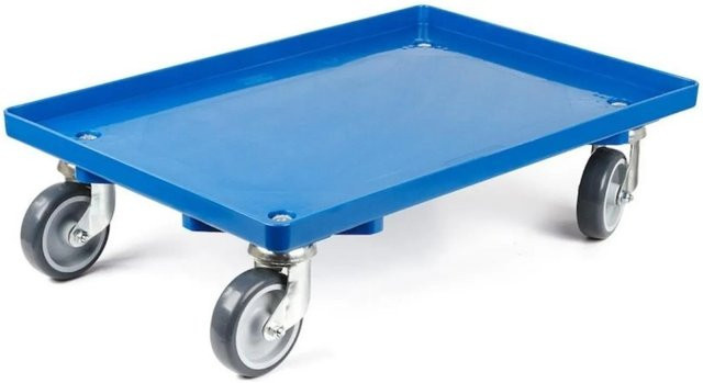 PROREGAL Transportroller für Euroboxen Blau mit geschlossenem Deck und 4 Gummirädern, Traglast 300 kg - Bild 1