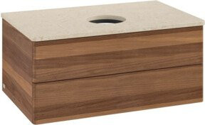 V&B Waschtischunterschrank Antao mit Beleuchtung ohne Frontstruktur, Farbe Walnut, B/T/H: 80 x 50 x 36 cm - Bild 1